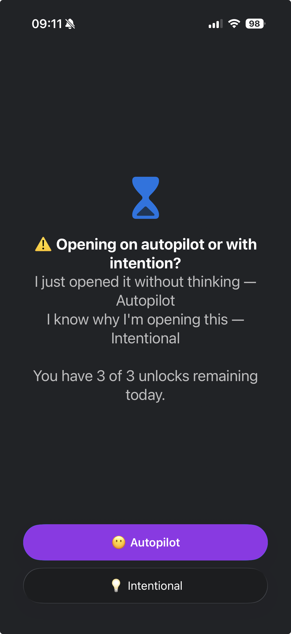 Intent Prompt Screen
